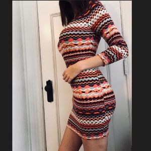 Forever 21 orange toned bodycon dress Aztec print